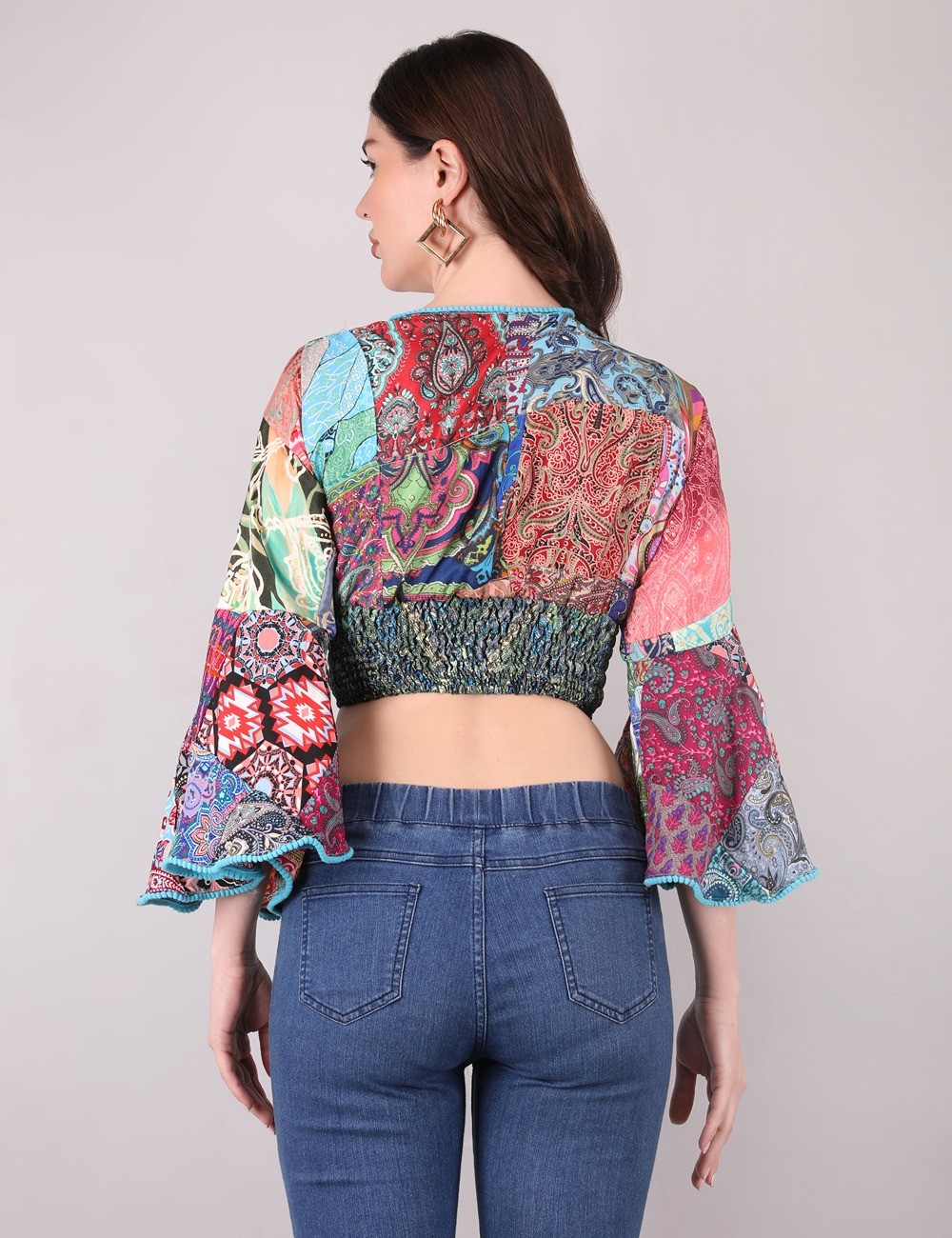 DB-59 : Patchwork Bell Sleeve Top