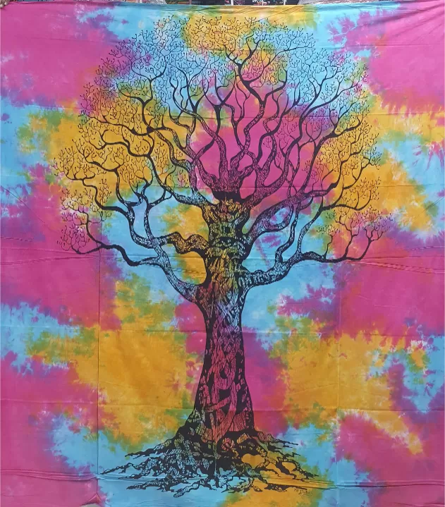 Tree of Life Colorful Tie Dye Bedsheet