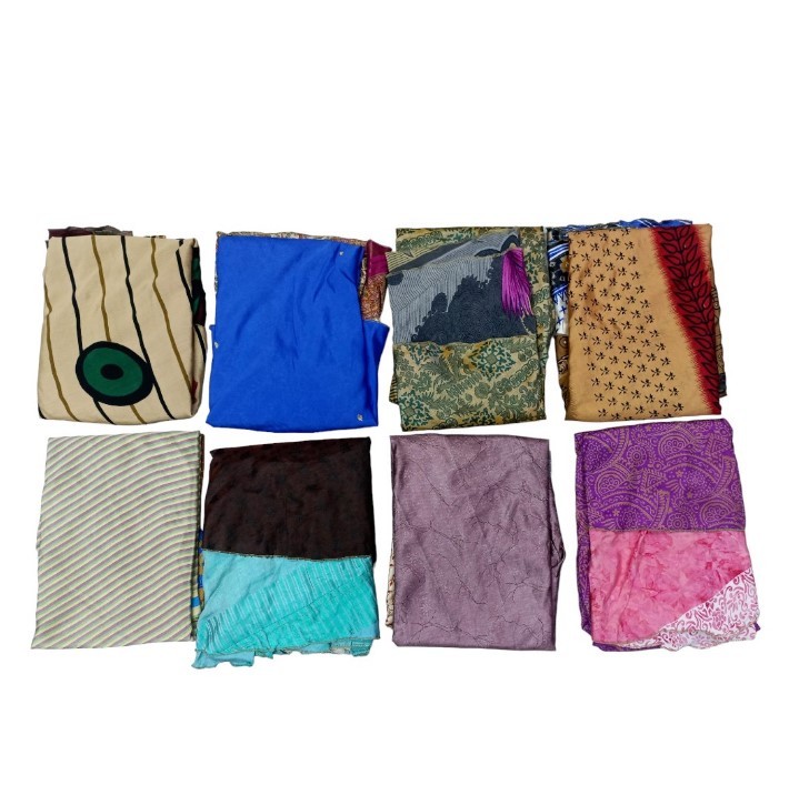 SG-192 : Recycled Silk Saree Wrap Knee Length Skirt