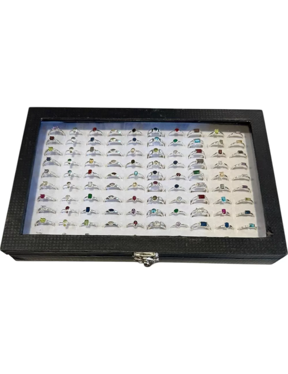 Tray 4 : Box of 100 Rings - Assorted Silver Color Rings