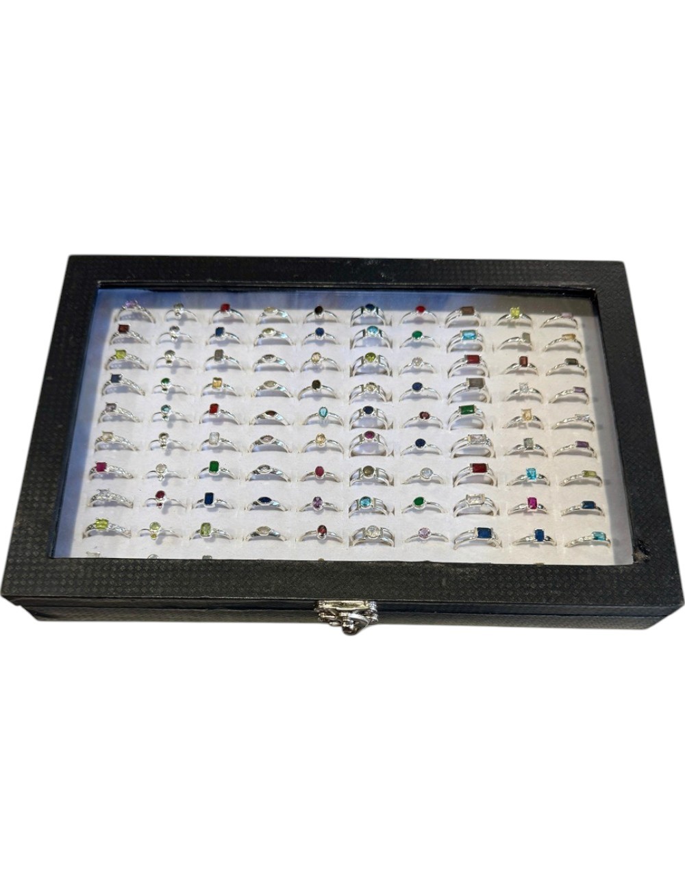 Tray 4 : Box of 100 Rings - Assorted Silver Color Rings