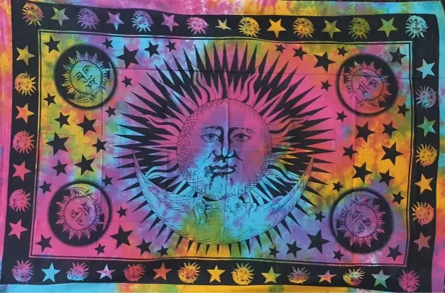 Tie-Dye Celestial Sun & Moon Tapestry