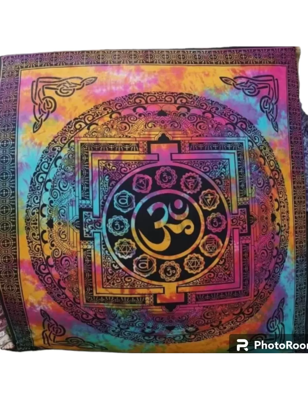 Tie Dye Om Mandala Bedsheet