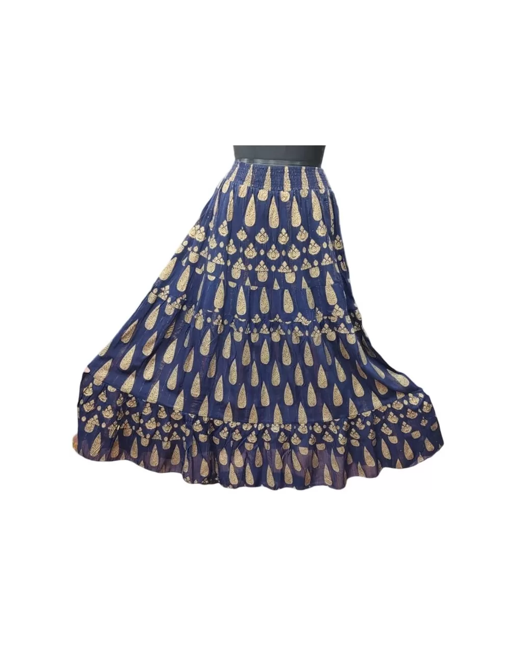 LI-03 : Stretchable Waist Paisley Print Skirt