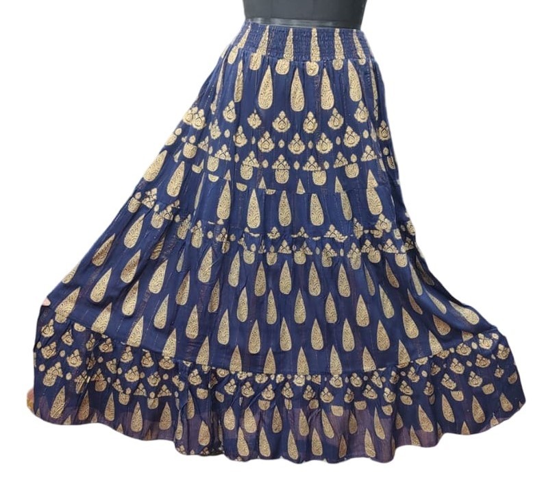 LI-03 : Stretchable Waist Paisley Print Skirt