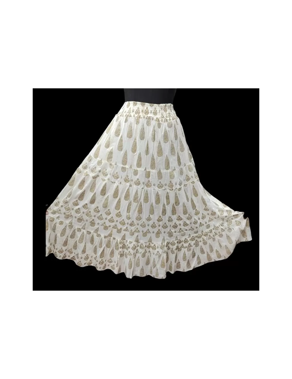 LI-03 : Stretchable Waist Paisley Print Skirt