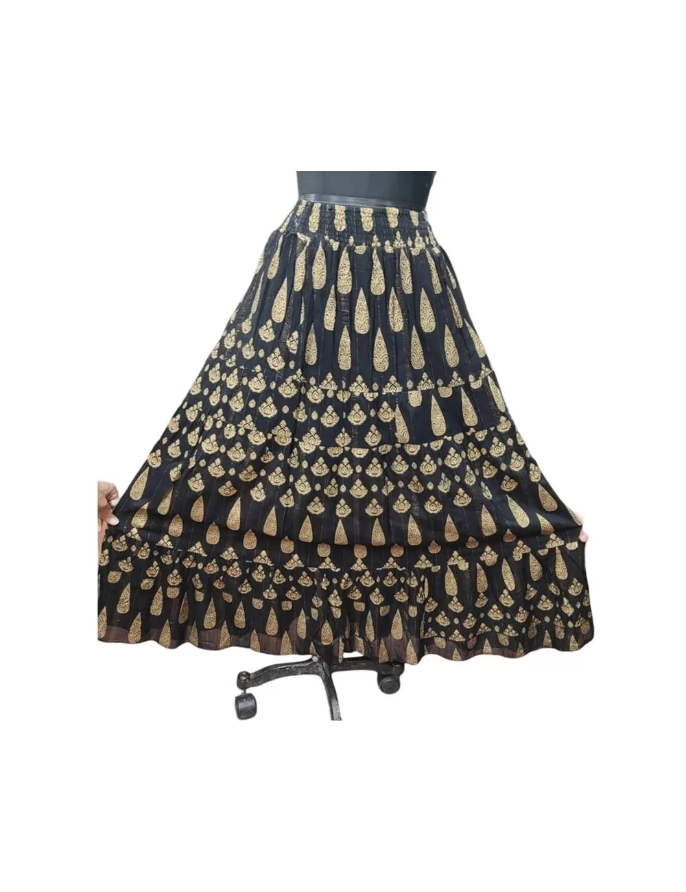LI-03 : Stretchable Waist Paisley Print Skirt