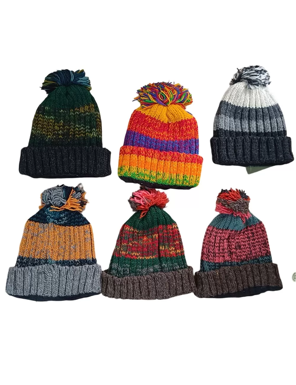 SF-128 : Wool Printed Beanie Bobble Hat