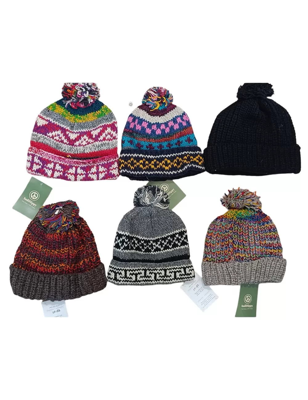 SF-132 : Colorful Wool Beanie Bobble Hat