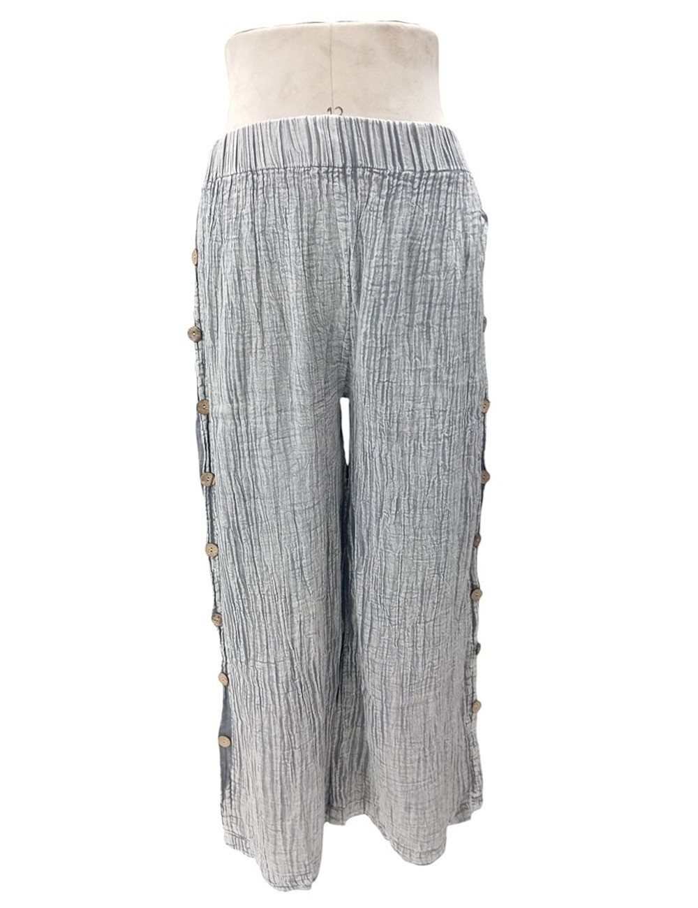 PE-19 : Casual Pants with Button Border