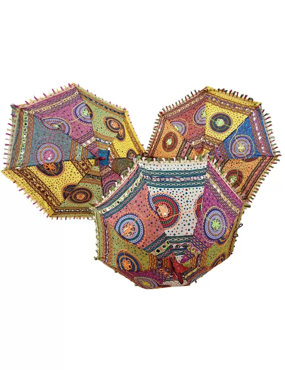 UMB-03 : Bohemian Handmade Embroidery Design Umbrella Big | Assorted Colors