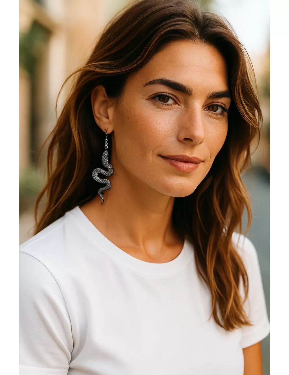 KEA-19 : Long Snake Earrings (Assorted Gold and Silver)