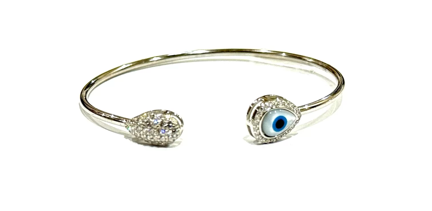 Sterling Silver Bracelet with Evil Eye