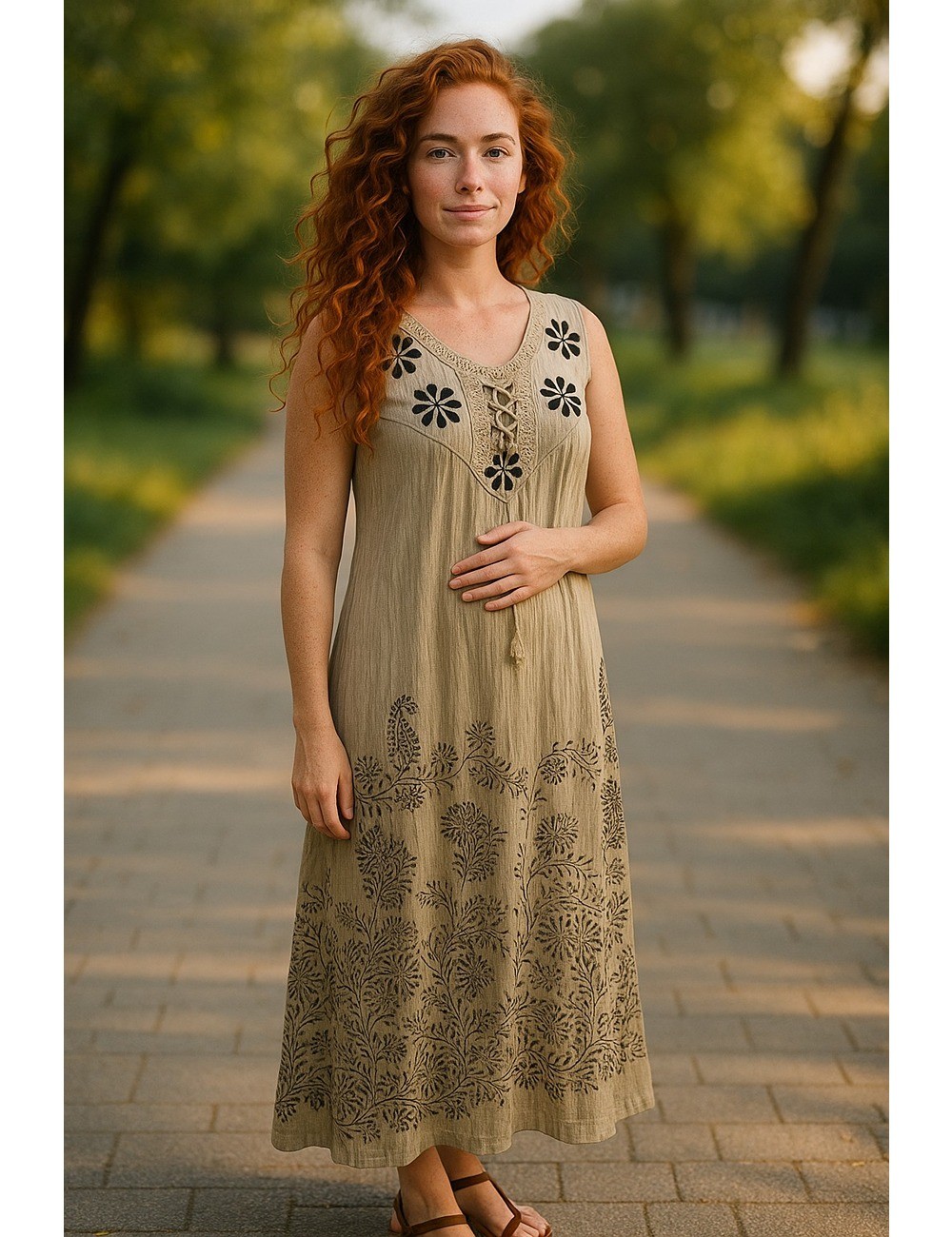 D-22 : Boho Embroidered Maxi Dress
