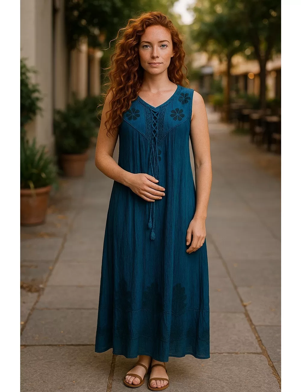 D-22 : Boho Embroidered Maxi Dress