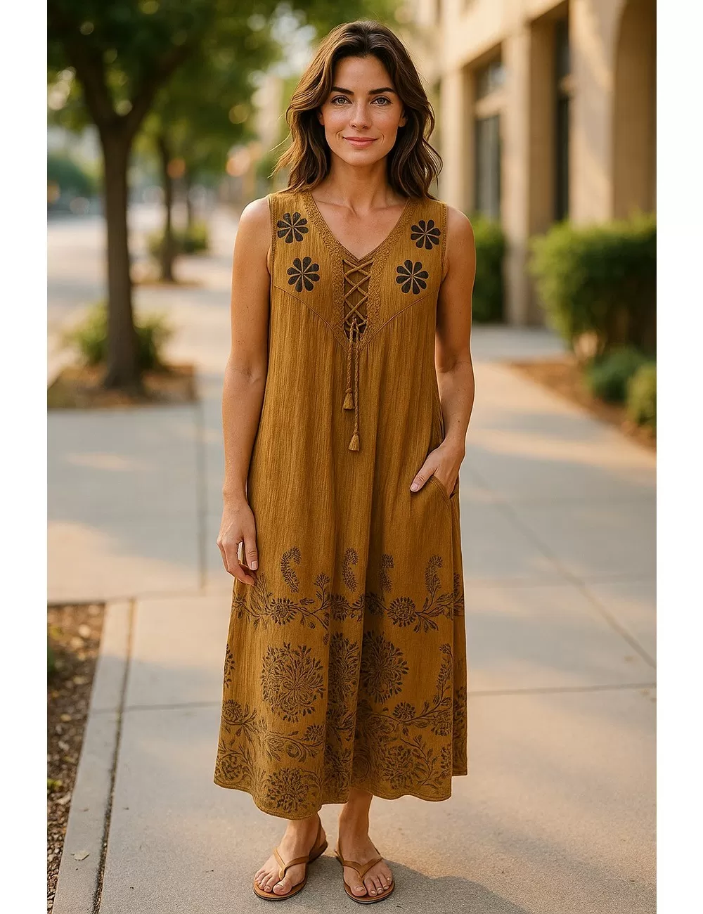 D-22 : Boho Embroidered Maxi Dress