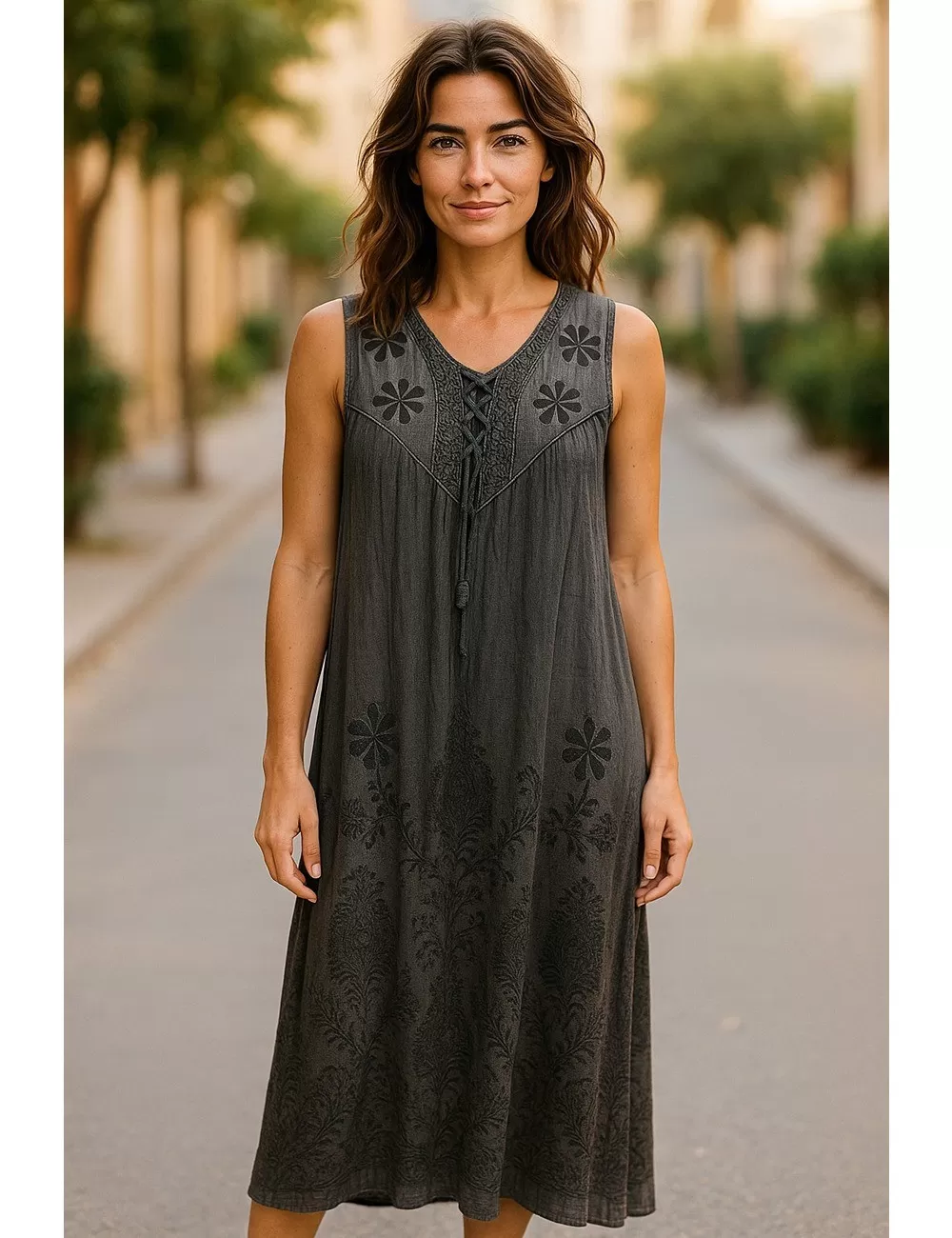 D-22 : Boho Embroidered Maxi Dress
