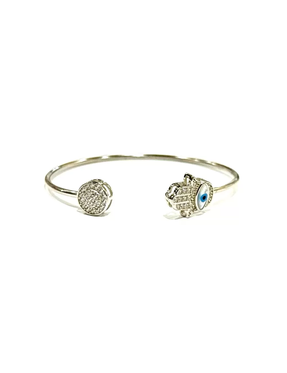 Sterling Silver Bracelet with Evil Eye in Hamsa