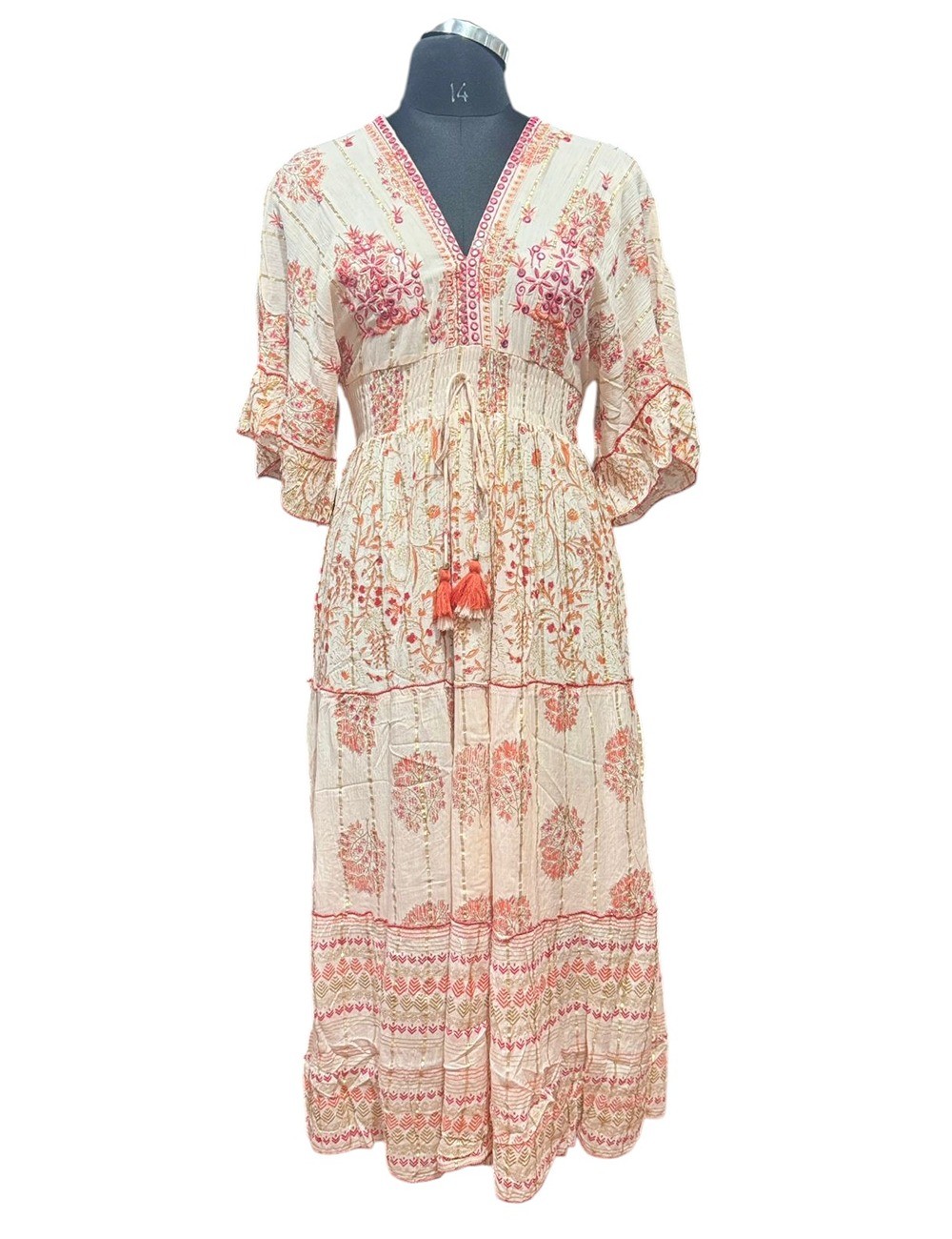 GE-06 : Mid Sleeve Boho Maxi Dress