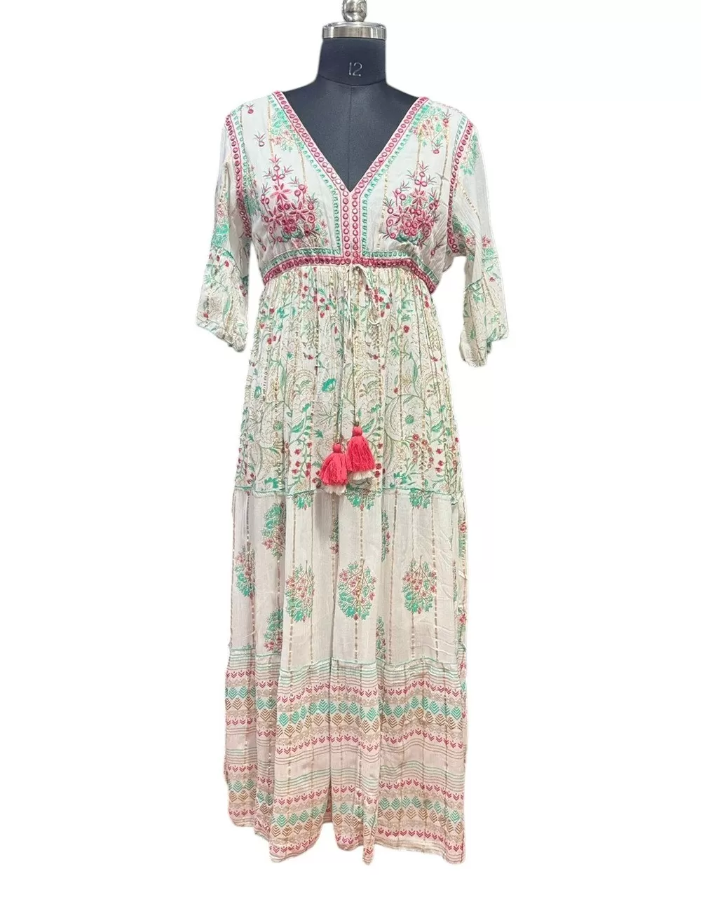 GE-06 : Mid Sleeve Boho Maxi Dress