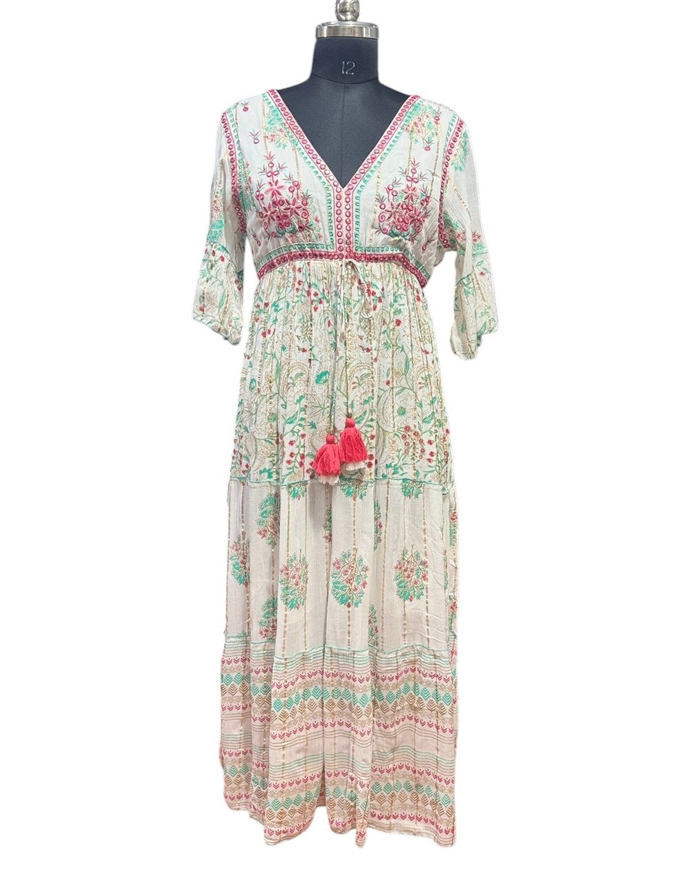 GE-06 : Mid Sleeve Boho Maxi Dress