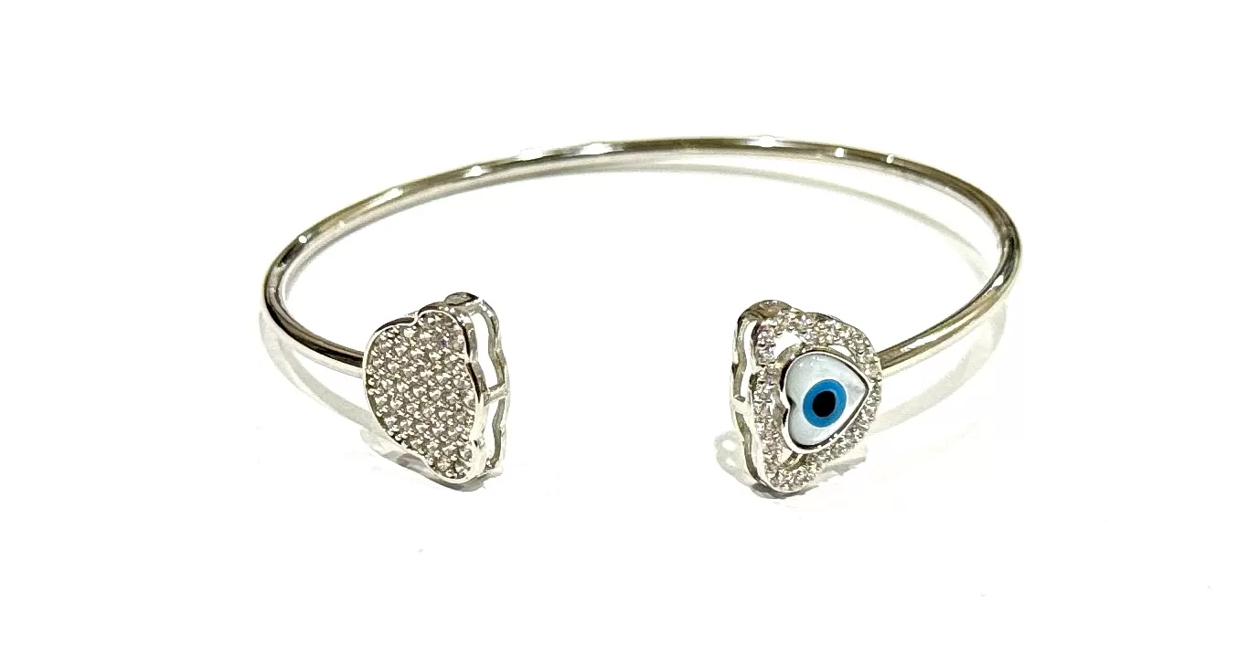 Sterling Silver Bracelet with Evil Eye