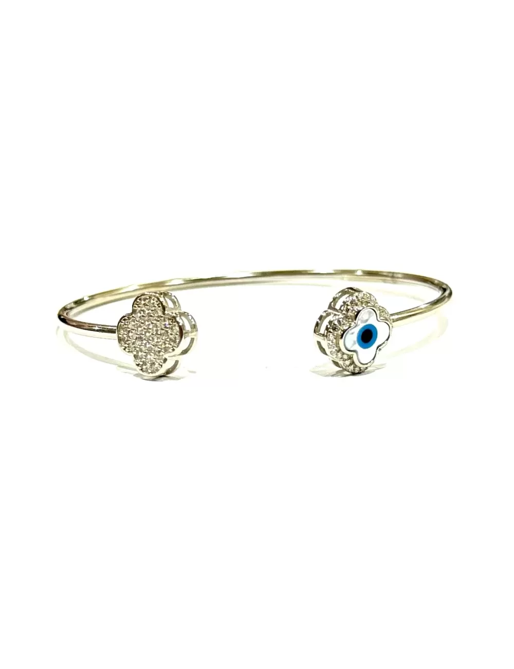 Sterling Silver Bracelet with Flower Shaped Evil Eye