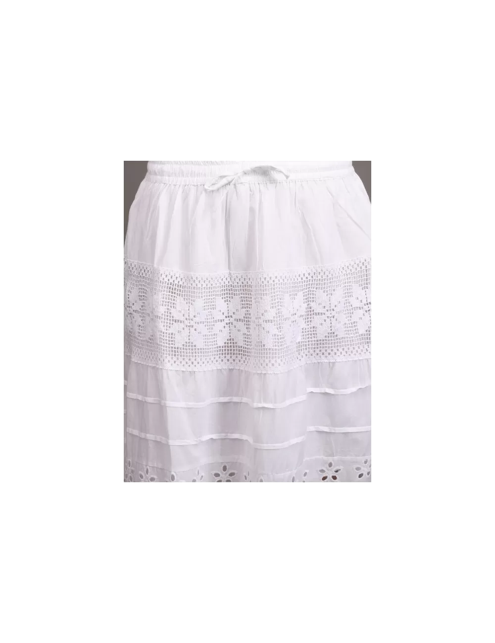 M-05 : White Embroidered Lace Maxi Skirt