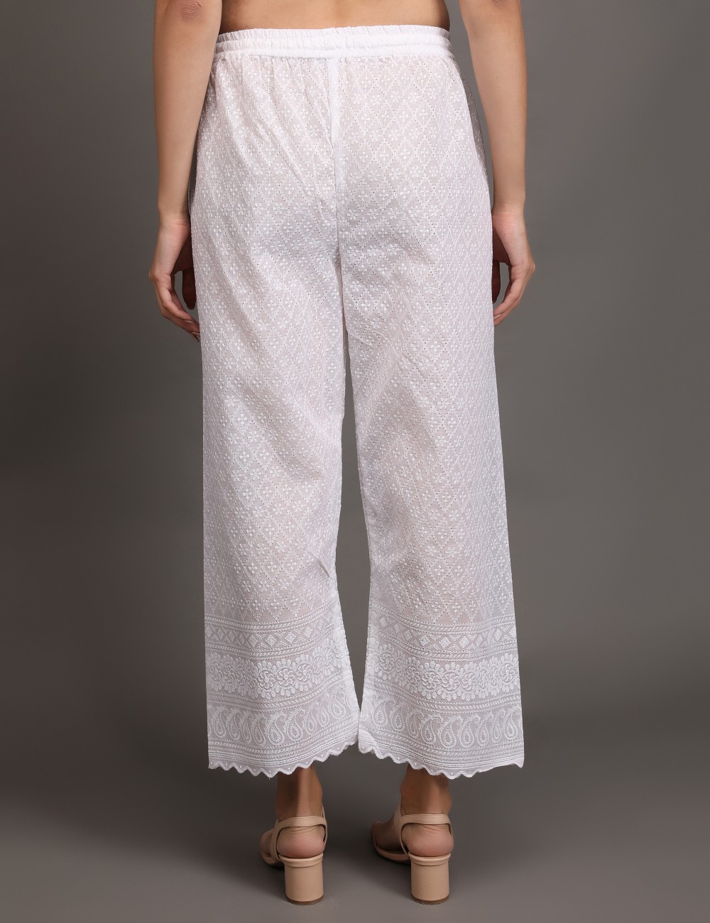 M-08 : White Chikankari Pants