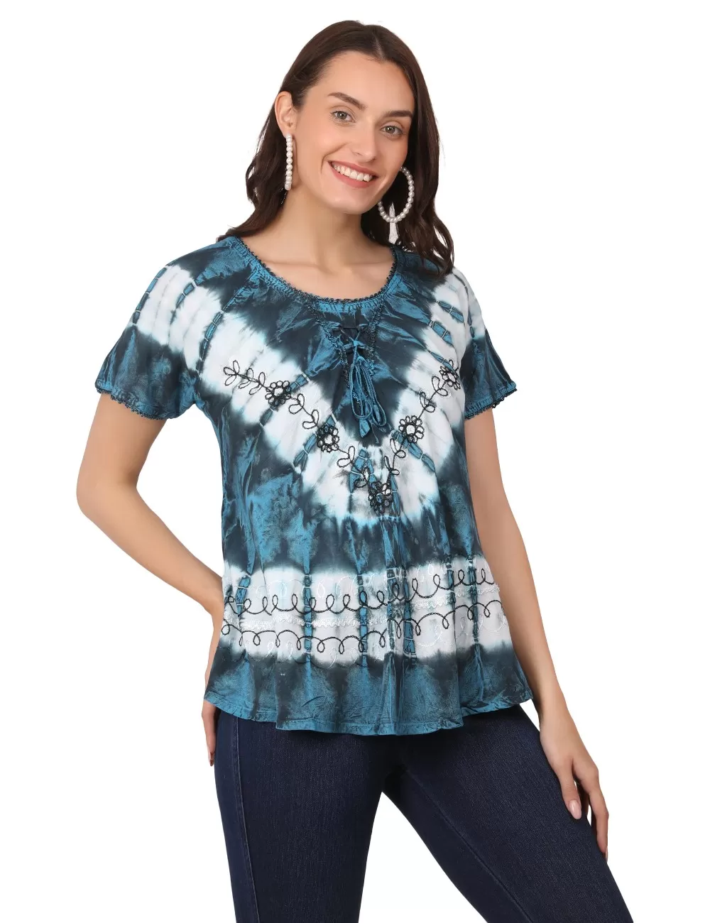 D-05 : Tie Dye Cap Sleeve Blouse