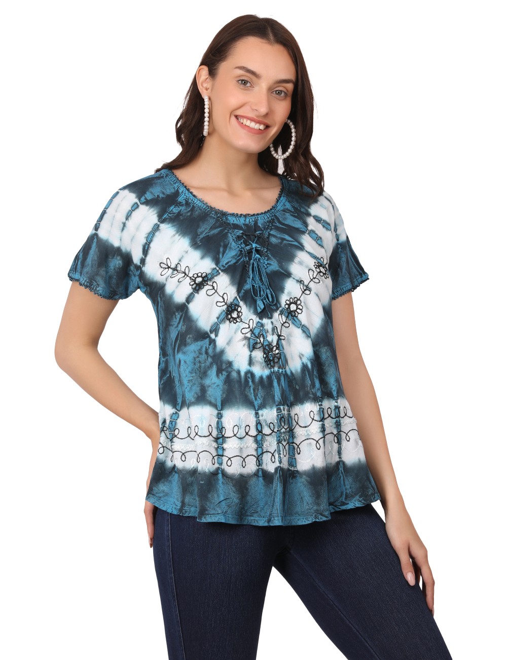 D-05 : Tie Dye Cap Sleeve Blouse