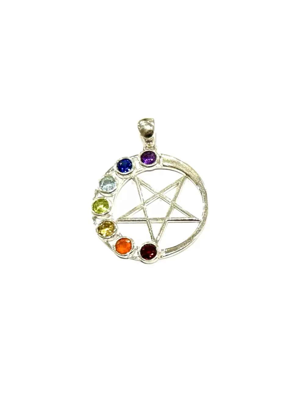 Sterling Silver : 7 Chakra Star Pendant