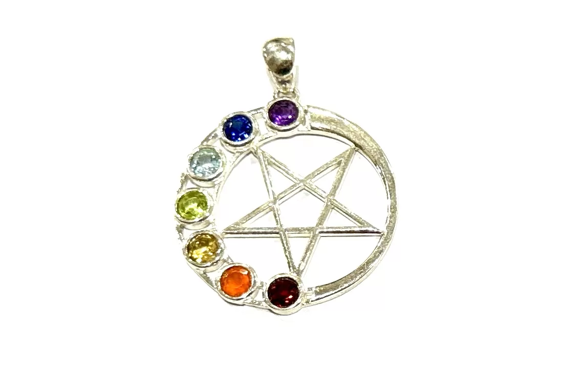 Sterling Silver : 7 Chakra Star Pendant