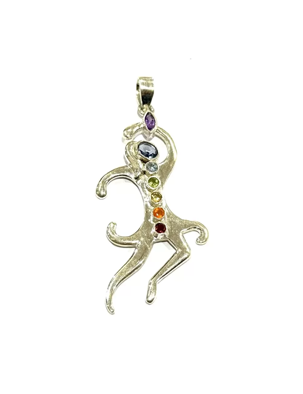 Sterling Silver : 7 Chakra Dancing Goddess Pendant