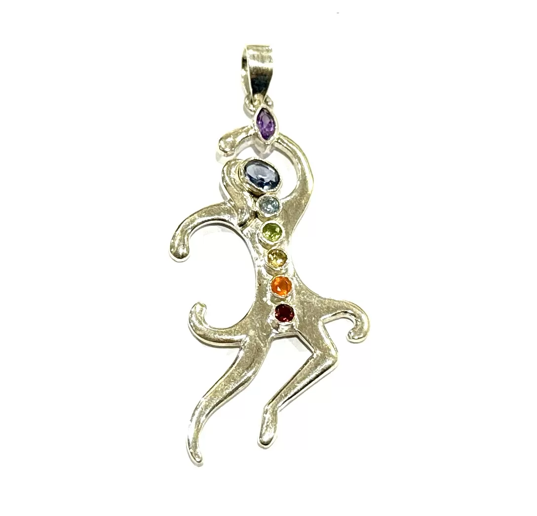 Sterling Silver : 7 Chakra Dancing Goddess Pendant