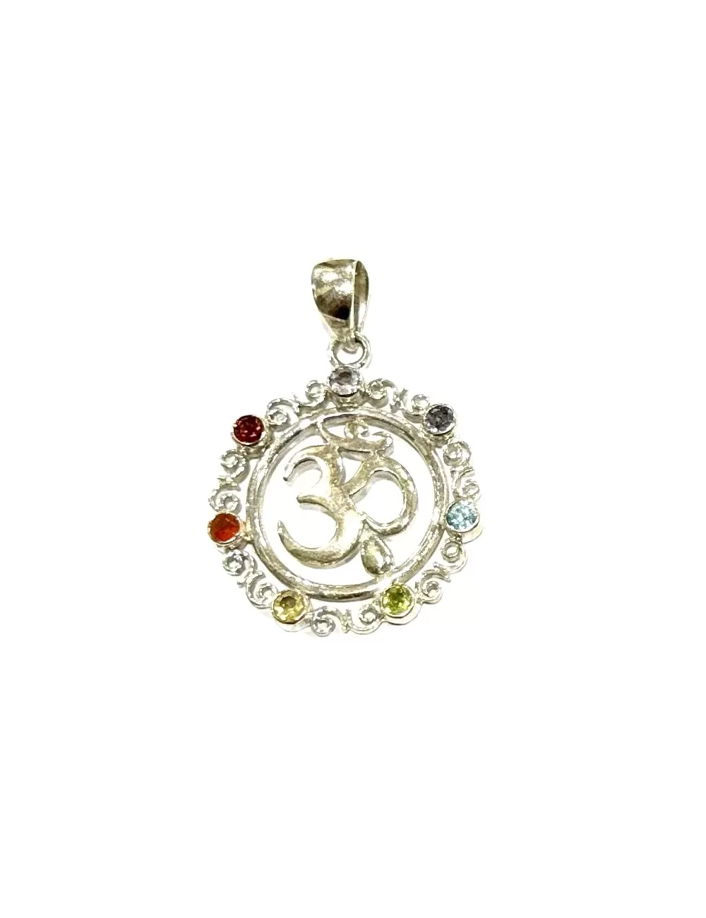 Sterling Silver : 7 Chakra & Om Pendant