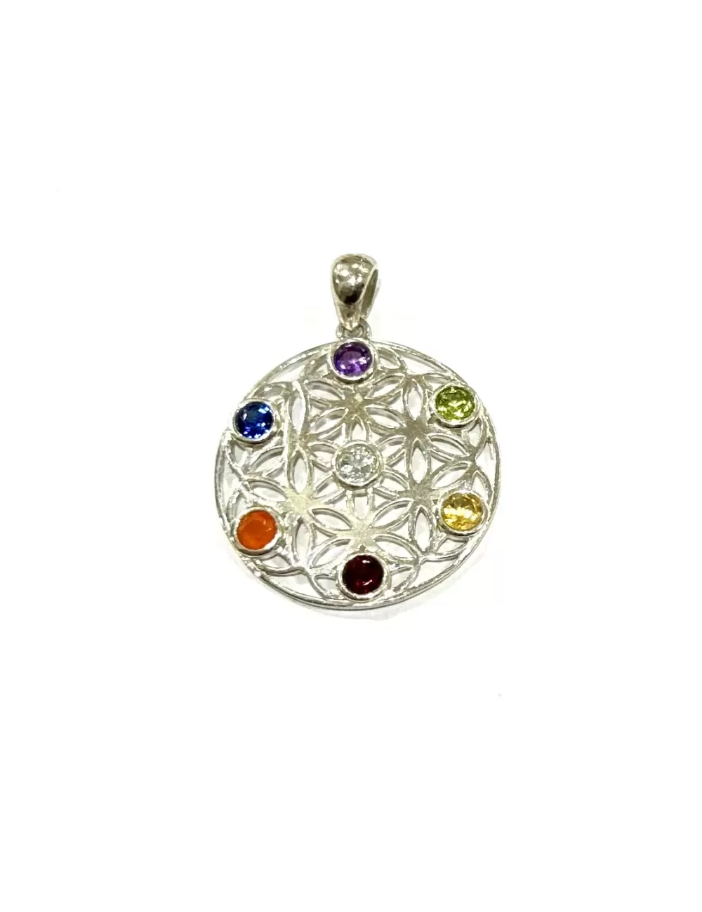 Sterling Silver : 7 Chakra & Mandala Pendant