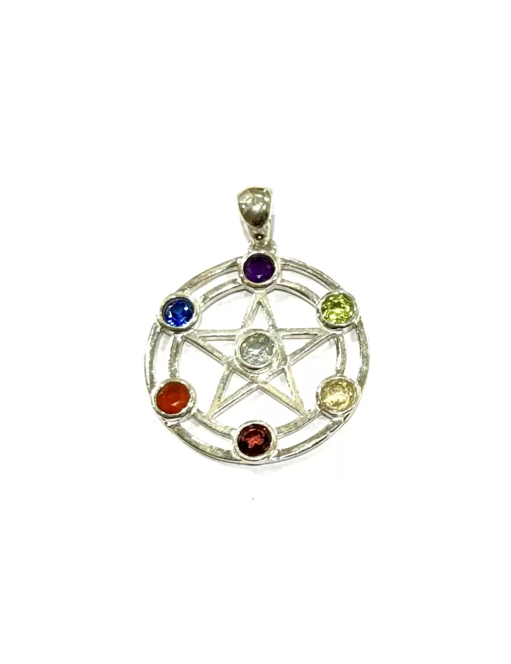 Sterling Silver : 7 Chakra & Celtic Pentacle Pendant