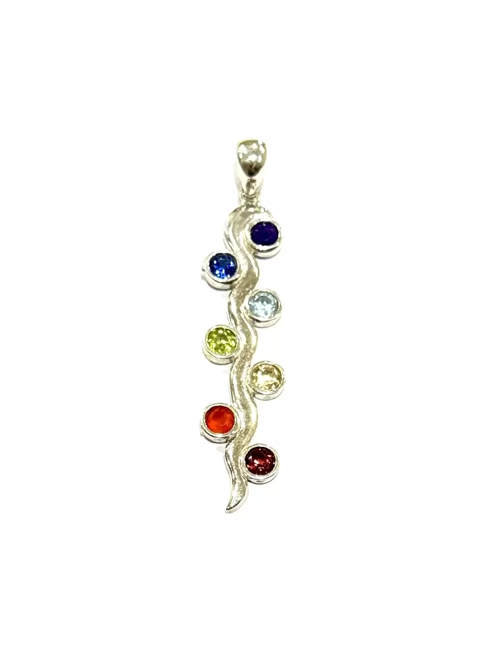 Sterling Silver : 7 Chakra Snake Pendant