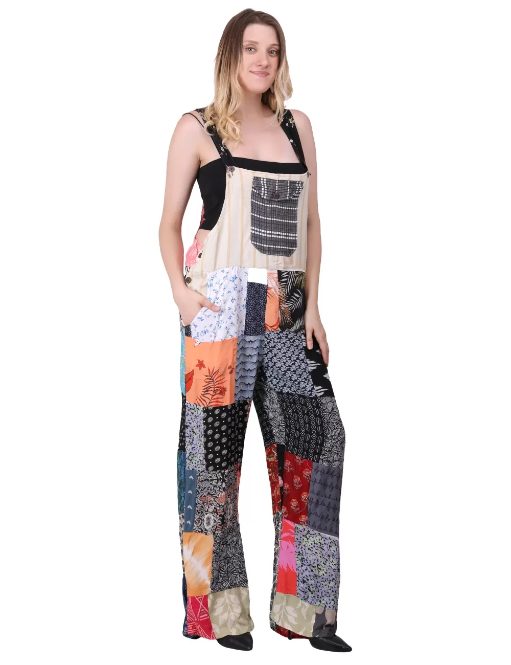 SG-120 : Rayon Patchwork Dungaree