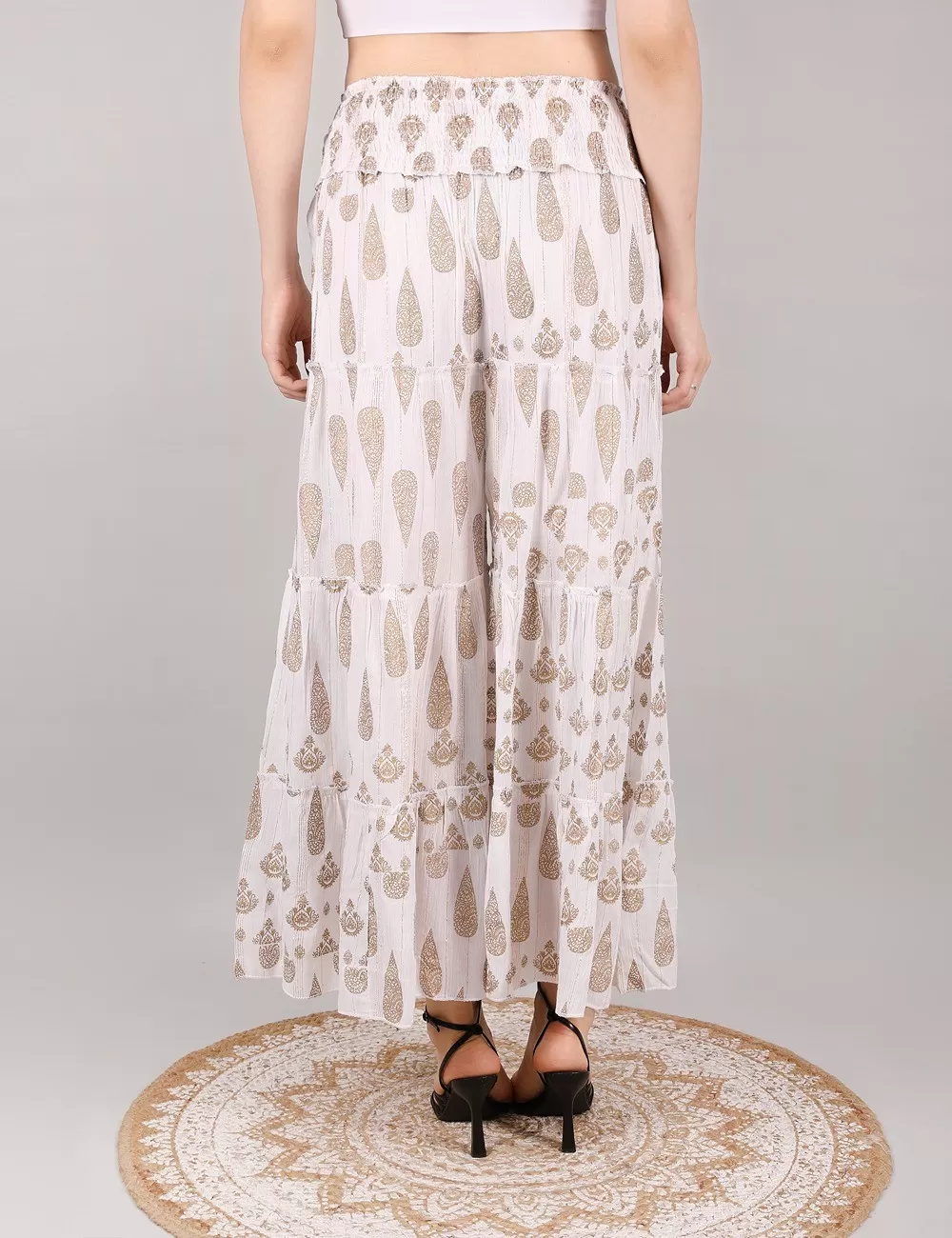 LI-02 : Stretchable Waist Paisley Print Palazzo
