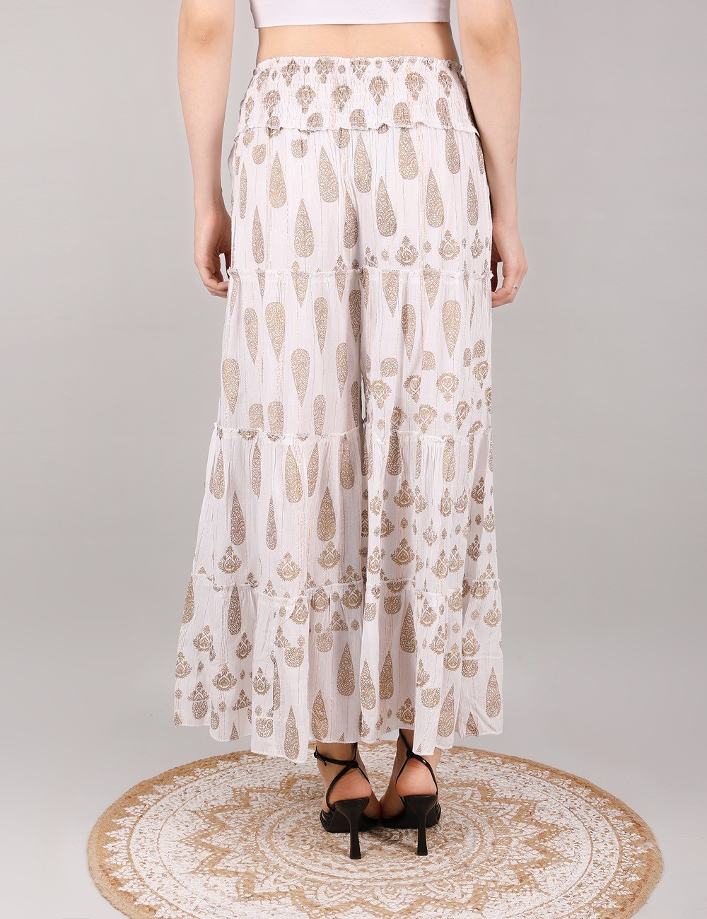 LI-02 : Stretchable Waist Paisley Print Palazzo