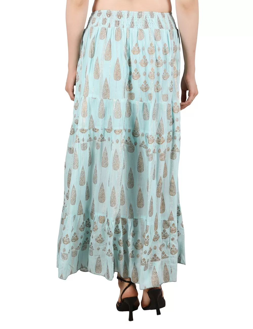 LI-03 : Stretchable Waist Paisley Print Skirt