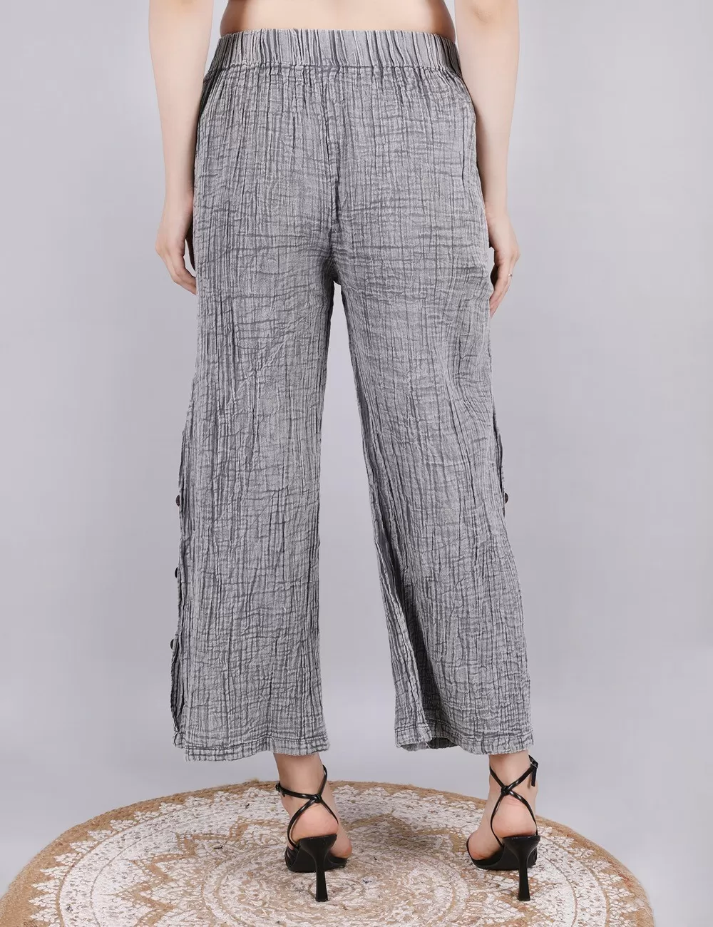 PE-19 : Casual Pants with Button Border