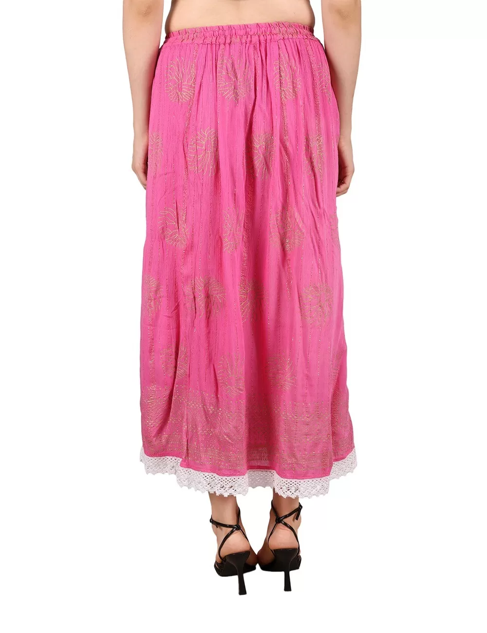 UT-04 : Printed Skirt with Lace Trim