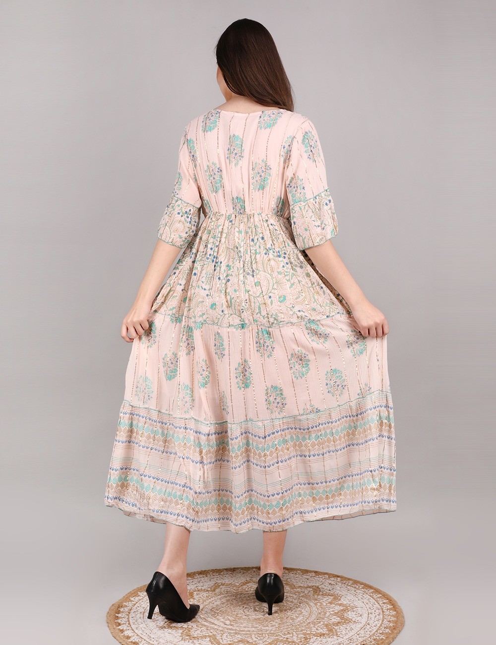 GE-06 : Mid Sleeve Boho Maxi Dress