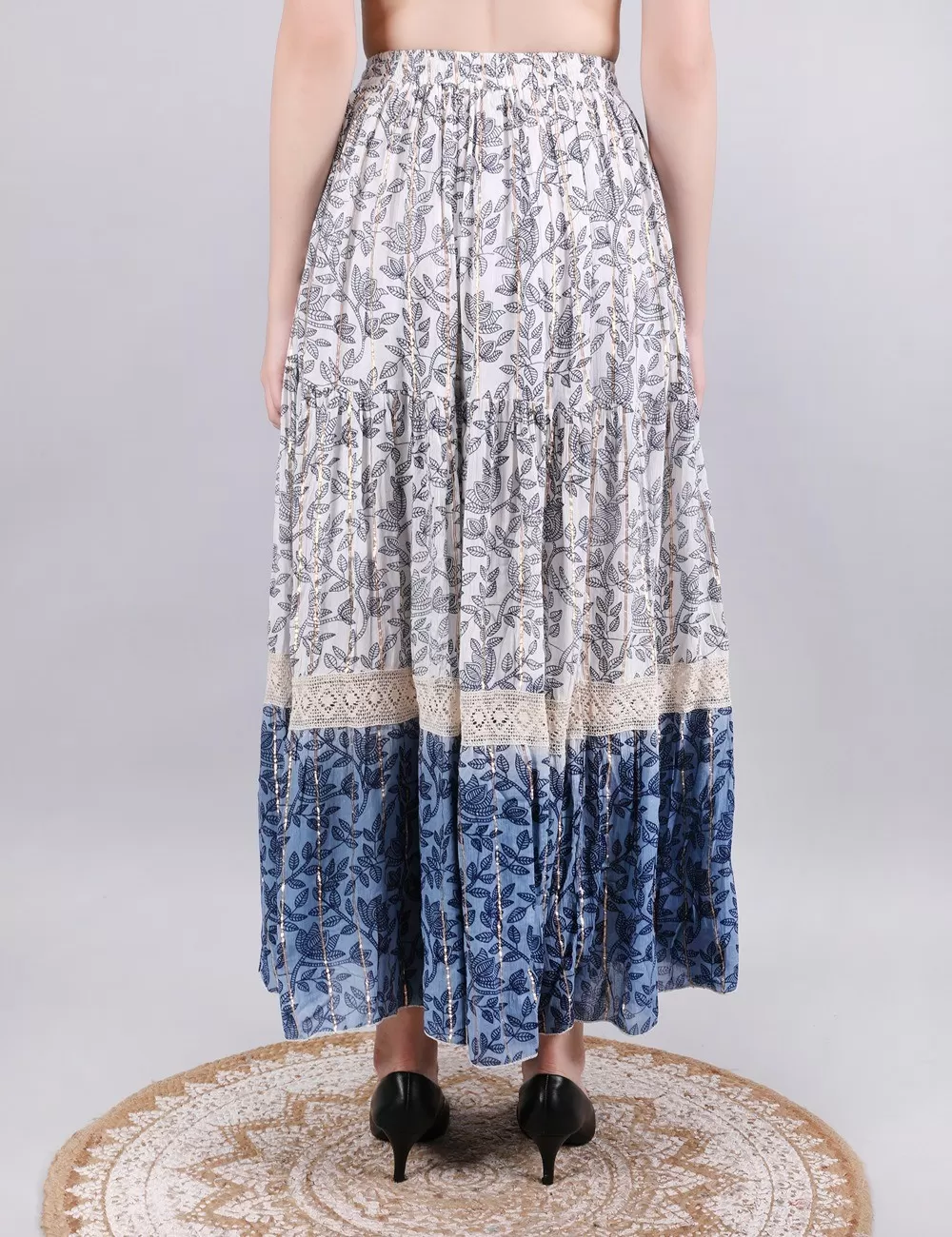 H-13 : Gold Printed Skirt