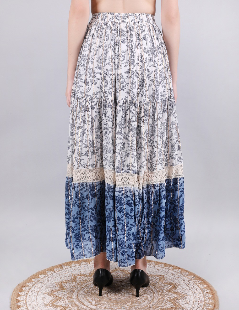 H-13 : Gold Printed Skirt