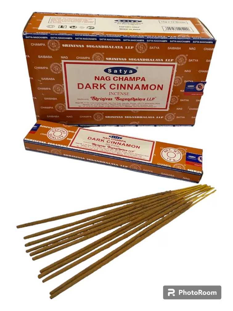 Satya - Nag Champa Dark Cinnamon Incense - 12 Packets Of 15 gms Each