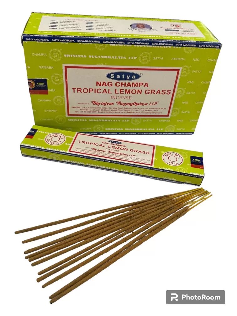 Satya - Nag Champa Tropical Lemon Grass Incense - 12 Packets Of 15 gms Each